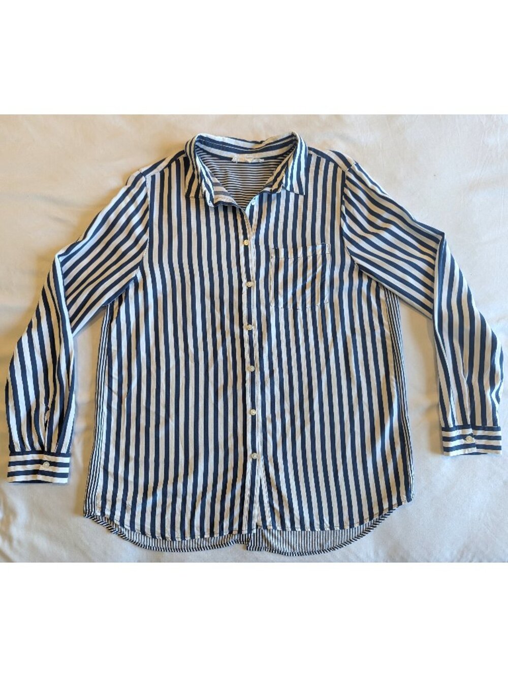 Jane and Delancey Mixed Stripe Blue and White Button Up Blouse | M